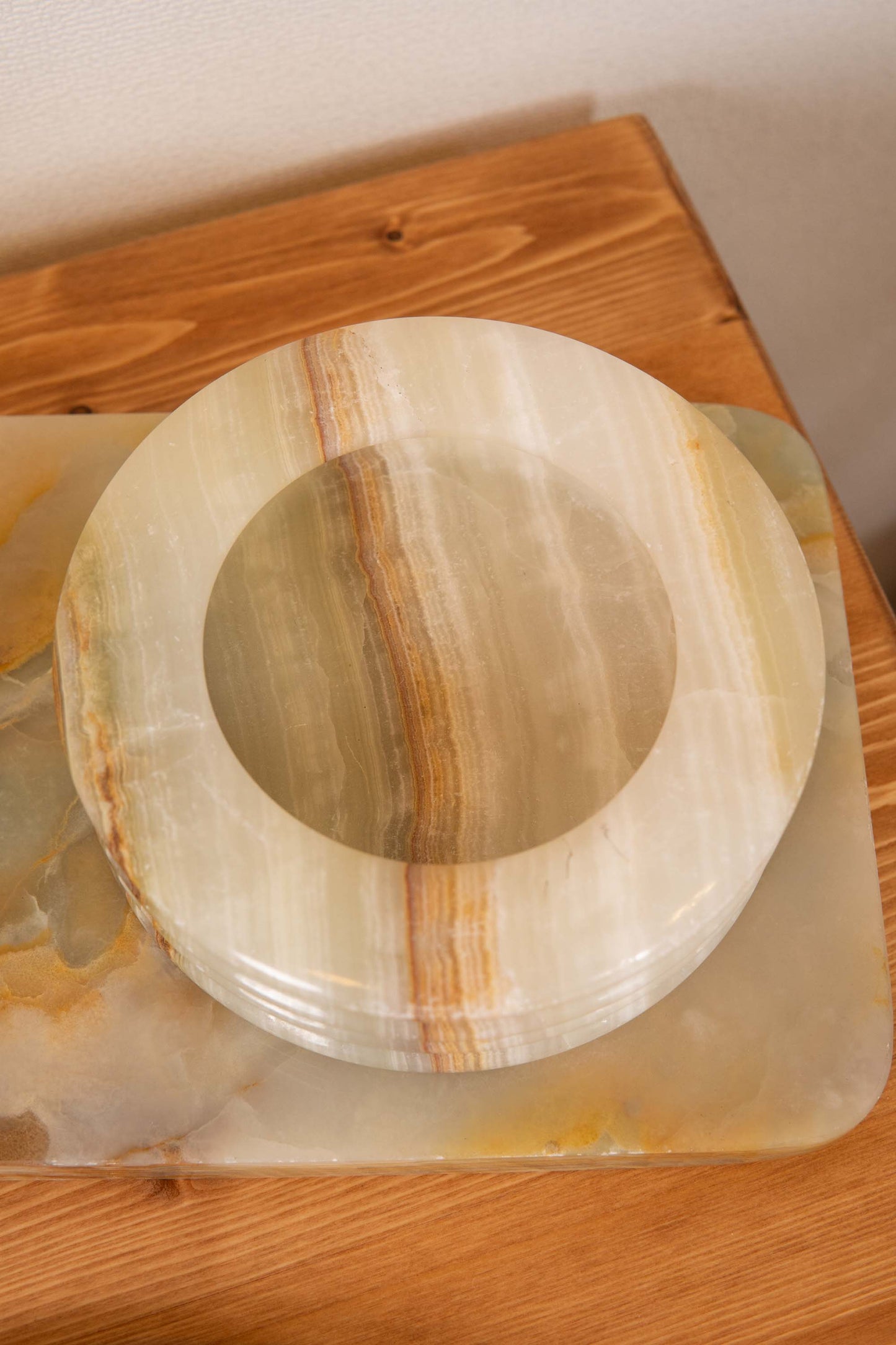 70-80s Onyx Round Ashtray & Plate