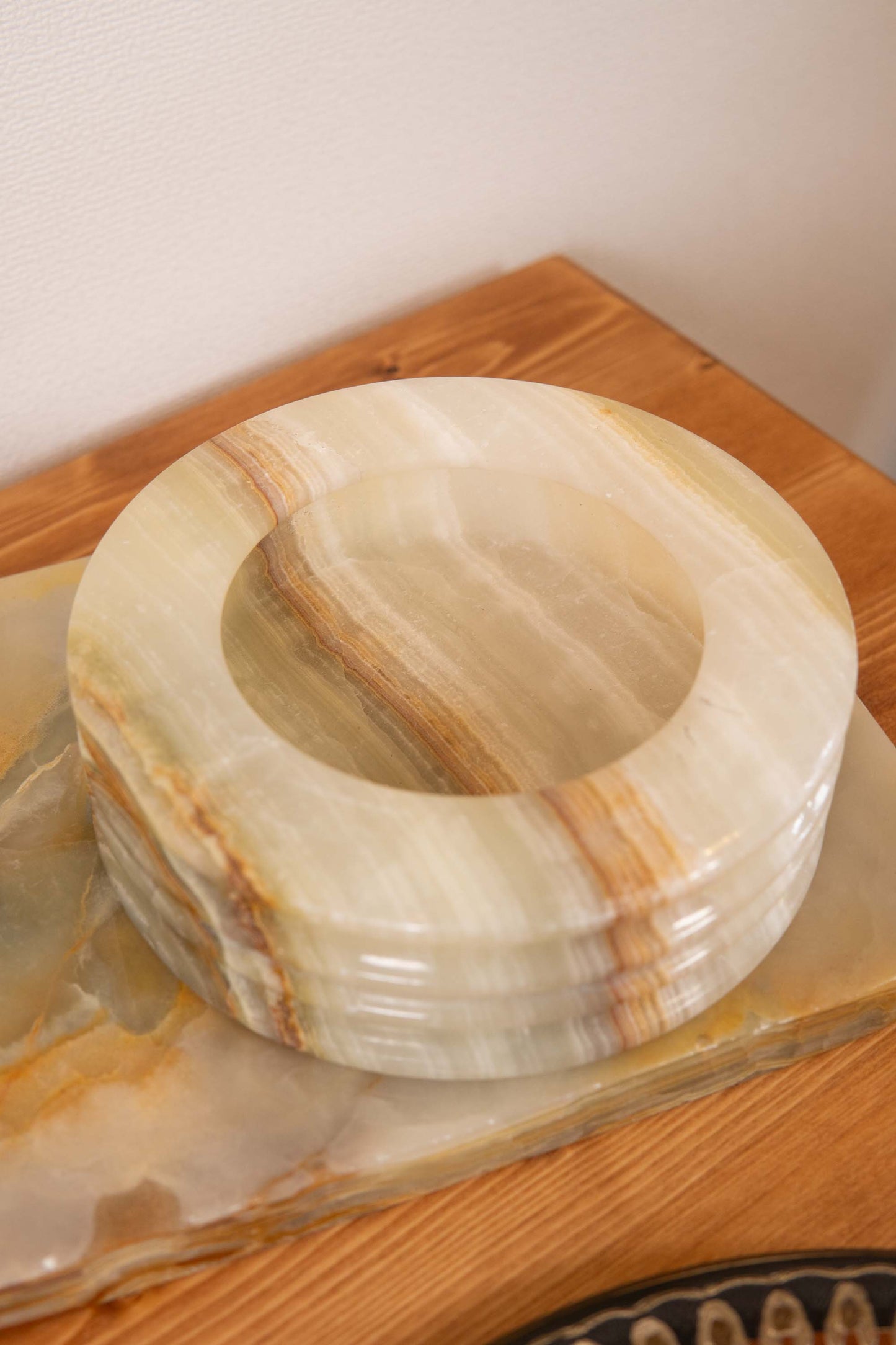 70-80s Onyx Round Ashtray & Plate