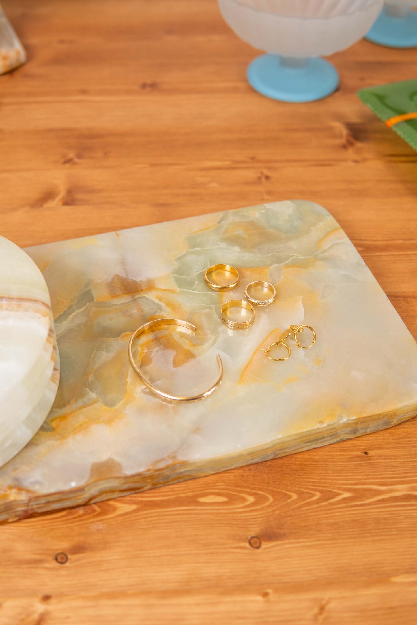 70-80s Onyx Round Ashtray & Plate