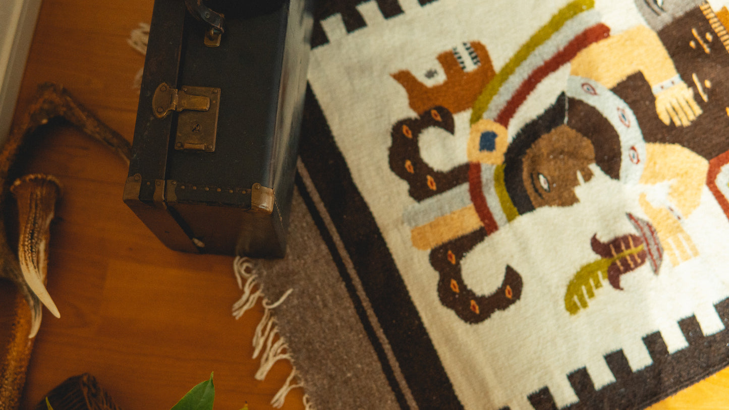 Brown Symbolic Mexican Rug