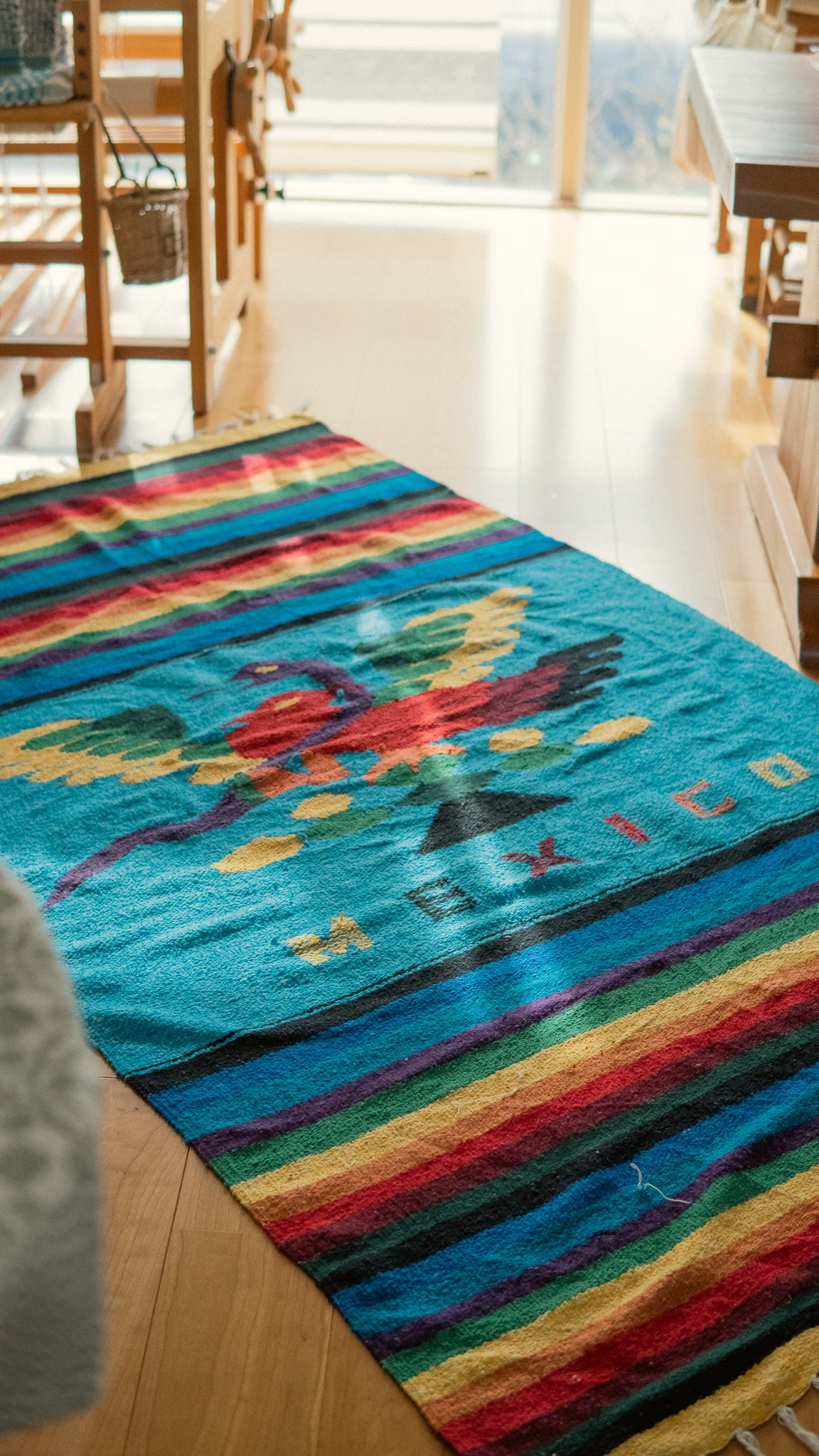 Rainbow Birds Mexican Rug