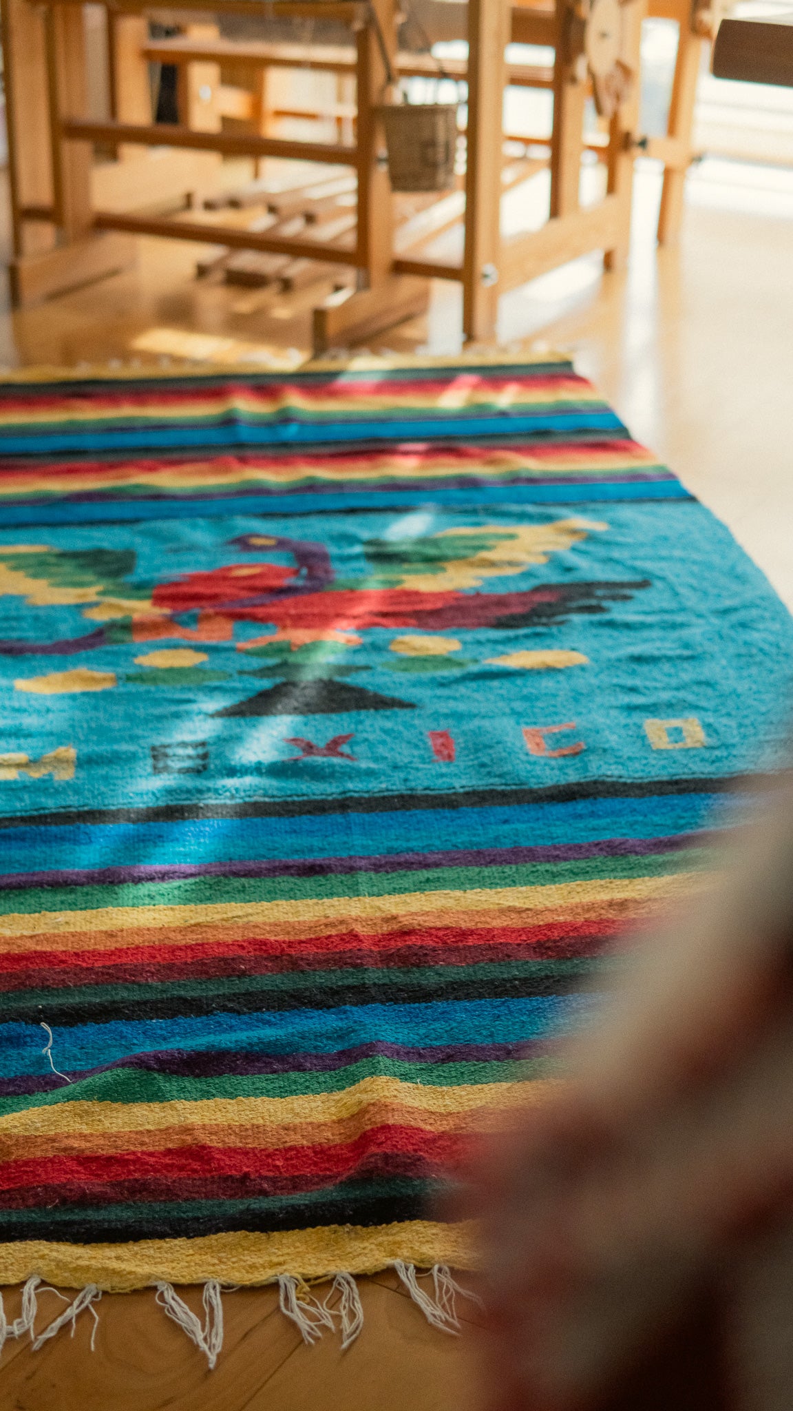 Rainbow Birds Mexican Rug