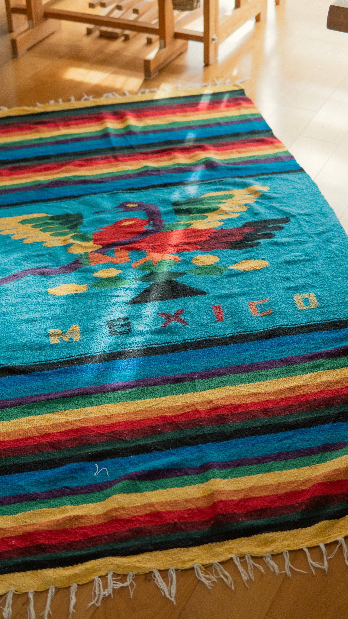 Rainbow Birds Mexican Rug