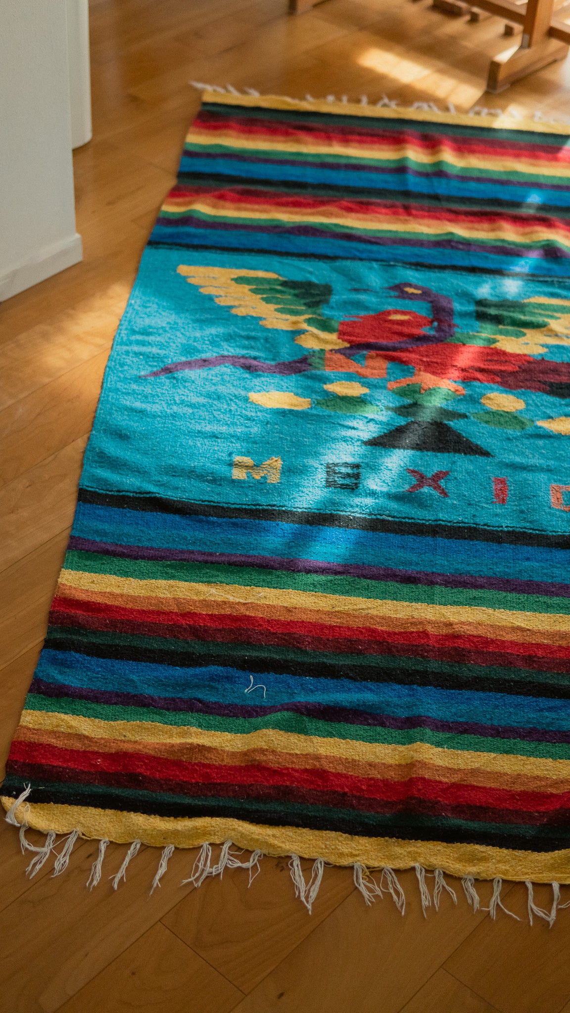 Rainbow Birds Mexican Rug