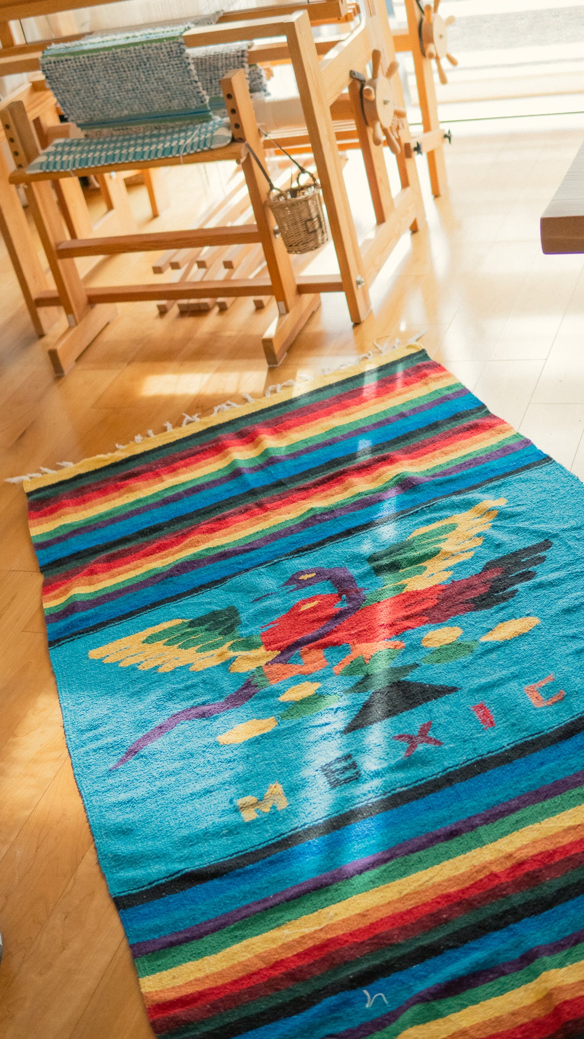 Rainbow Birds Mexican Rug