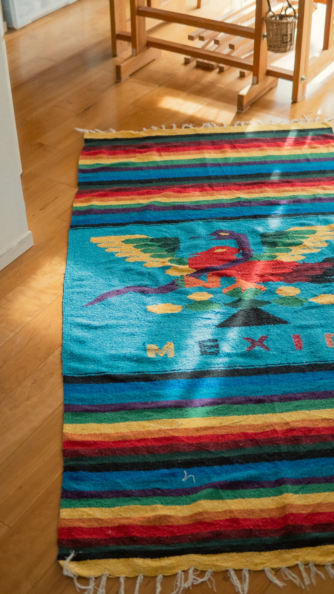 Rainbow Birds Mexican Rug