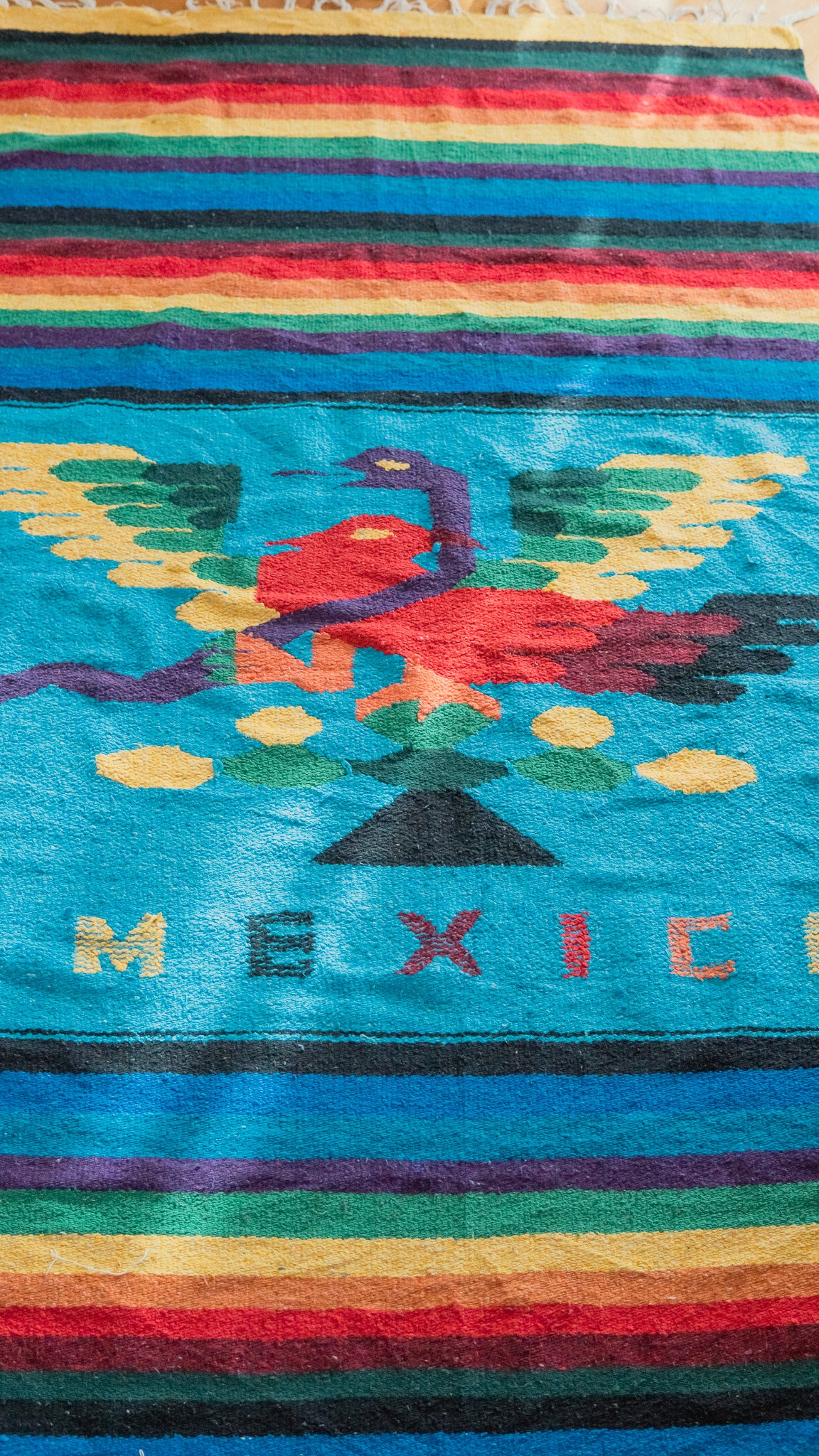 Rainbow Birds Mexican Rug