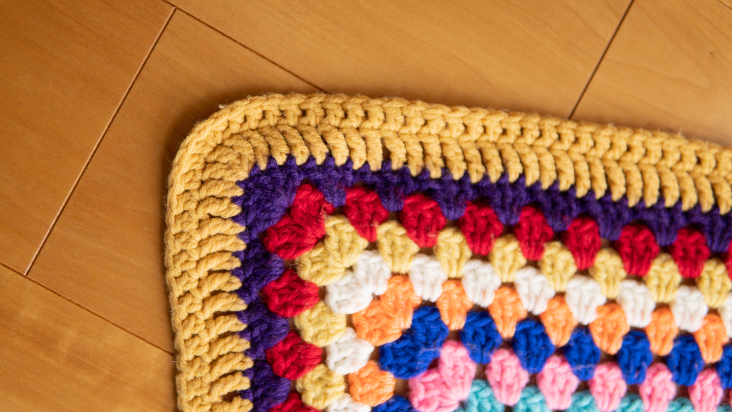 Small Size Colorful Knit Granny Square Blanket