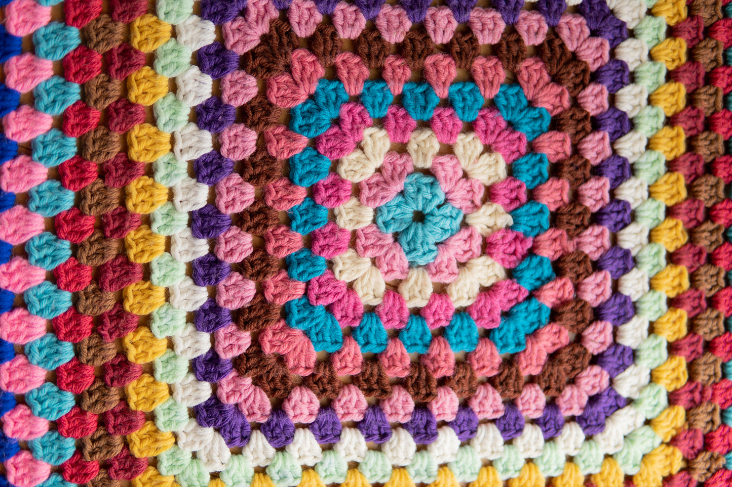 Small Size Colorful Knit Granny Square Blanket