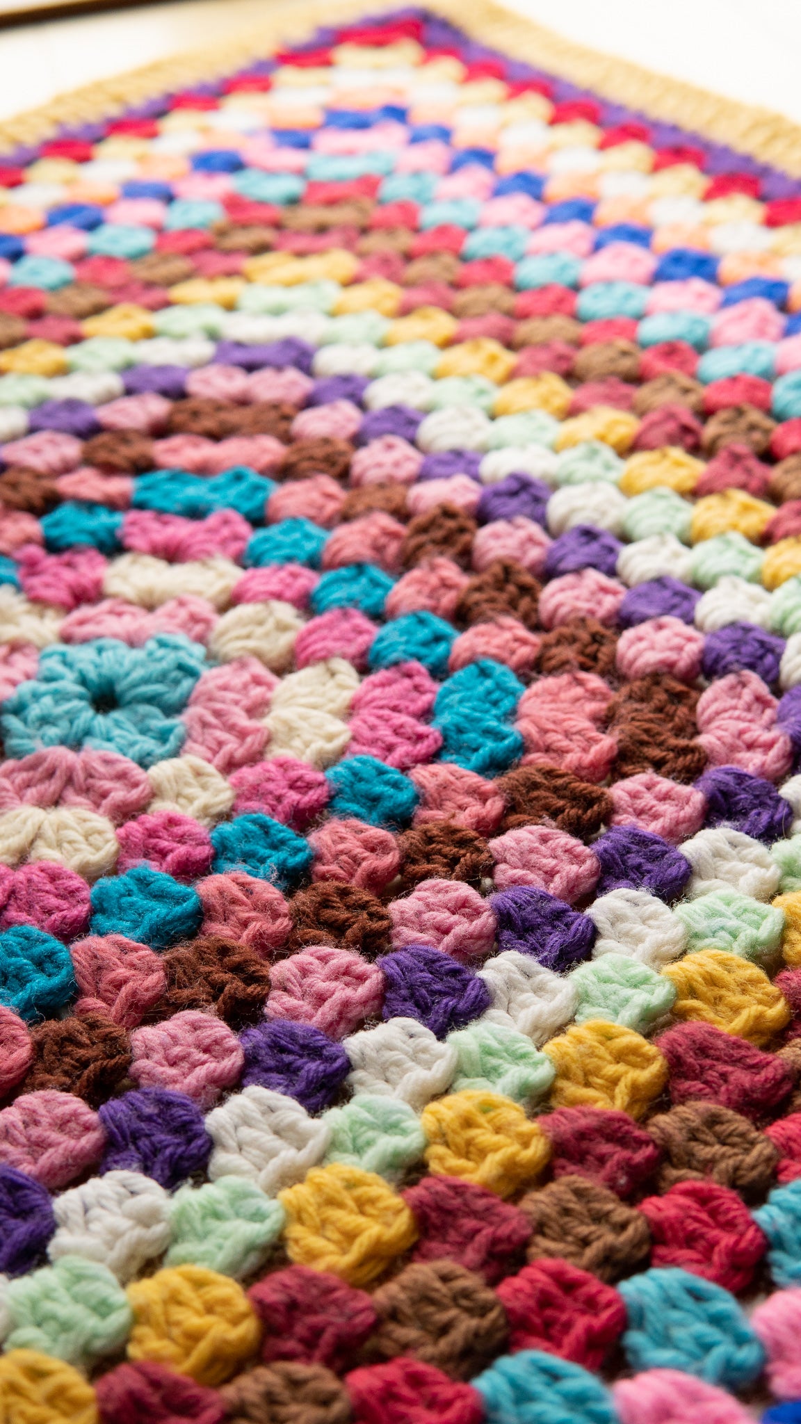 Small Size Colorful Knit Granny Square Blanket