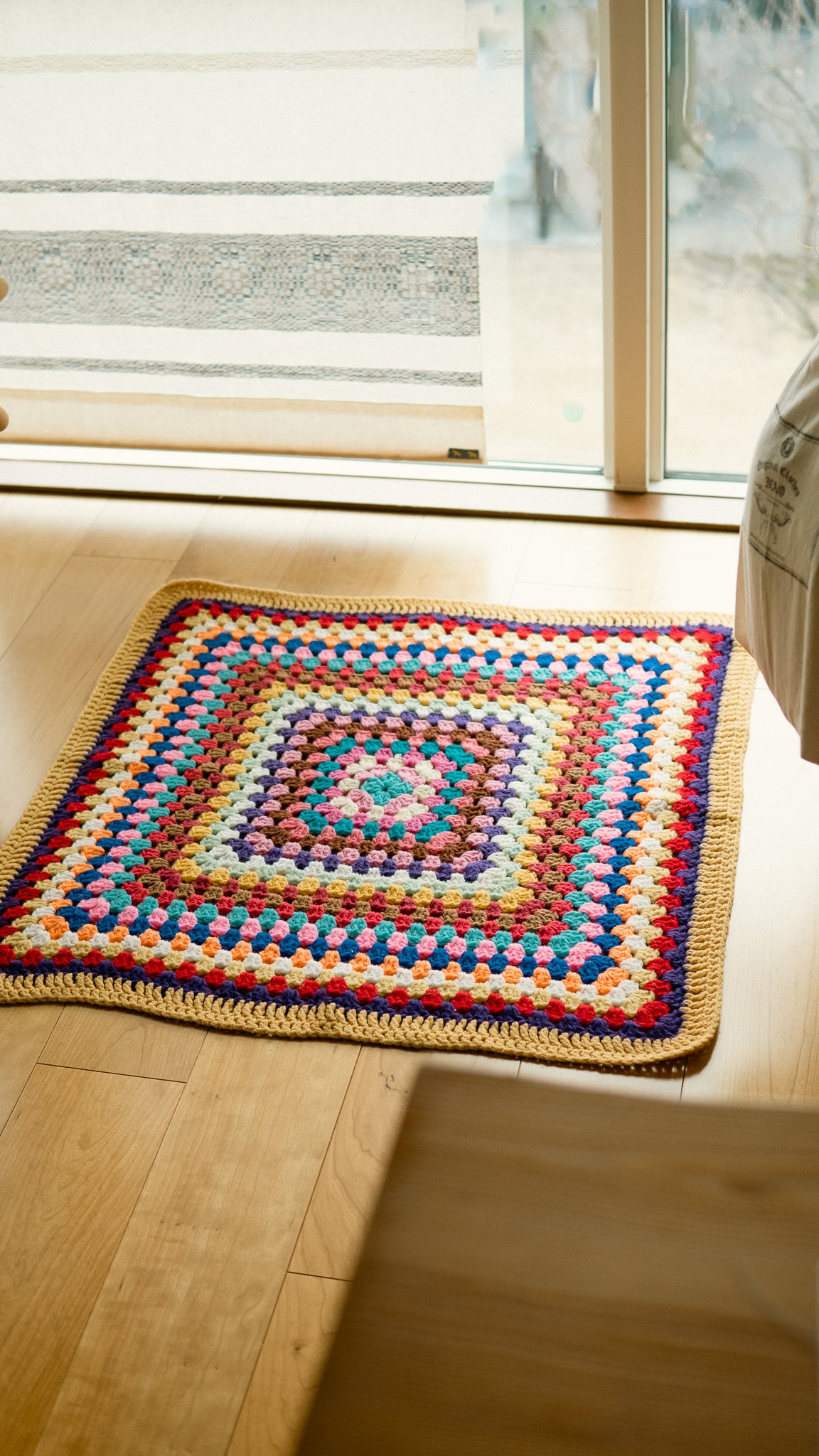 Small Size Colorful Knit Granny Square Blanket