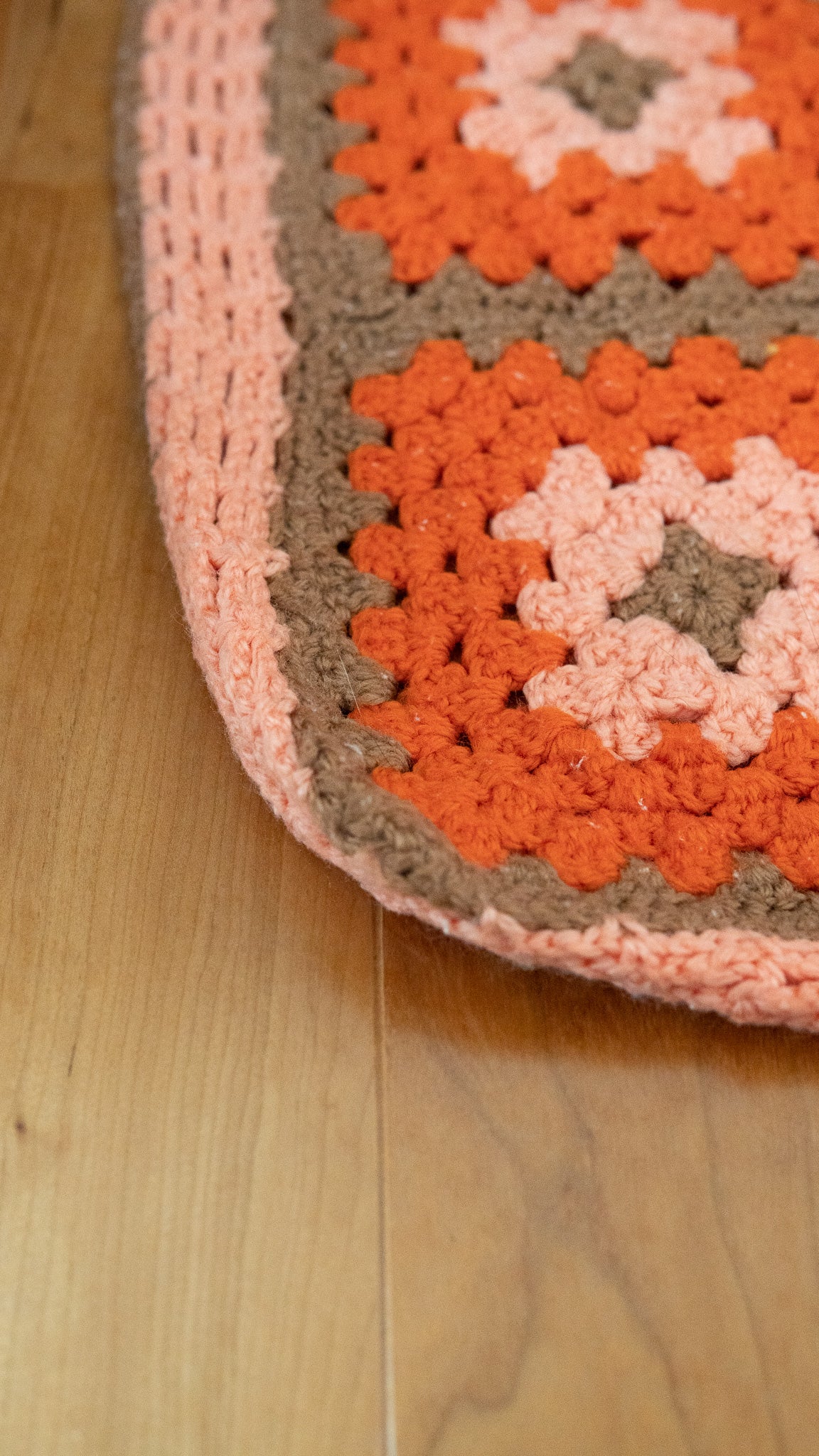 Orange Flowers Knit Rug