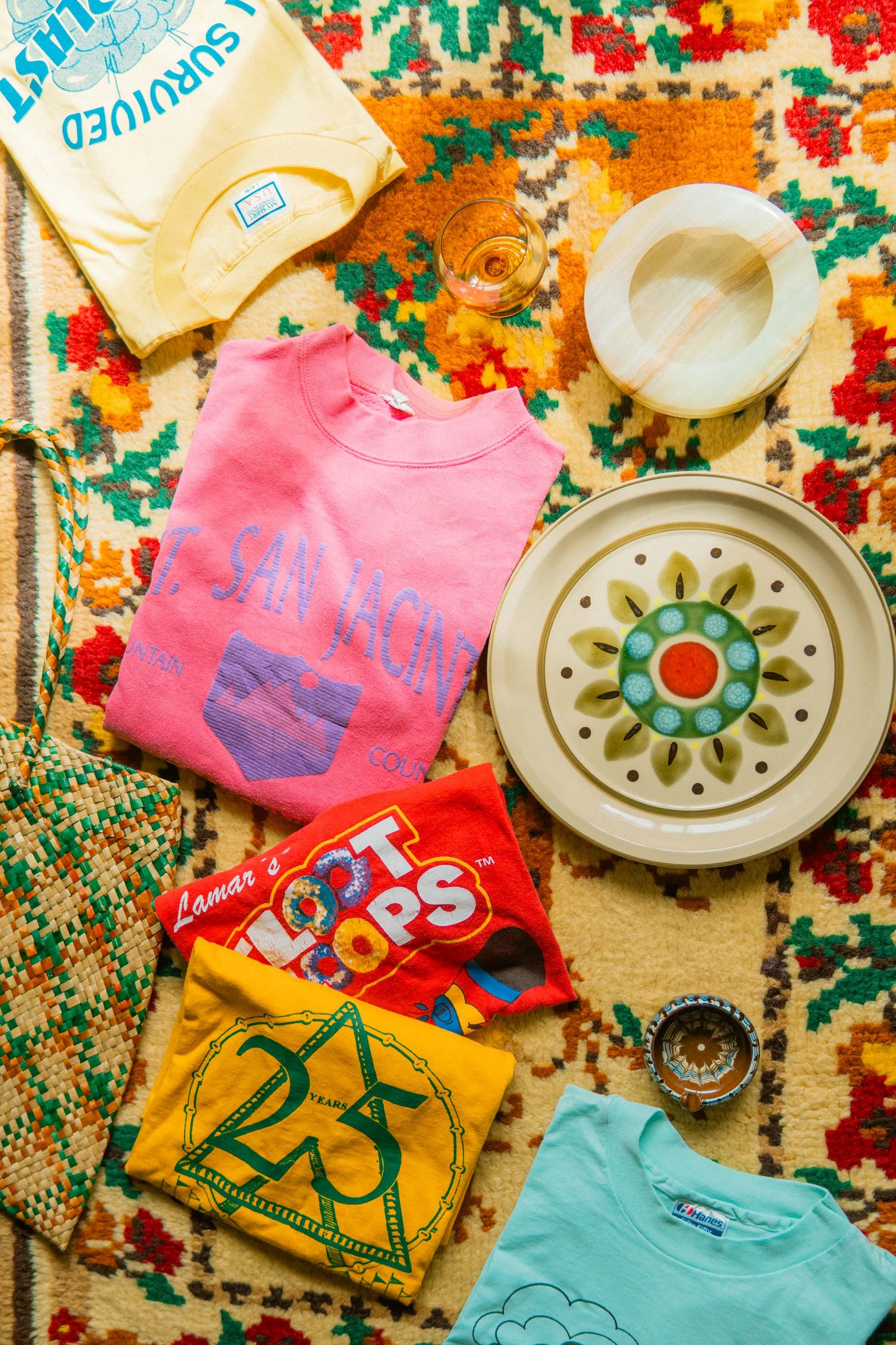 60-80s Green Flower Big Dish Plate