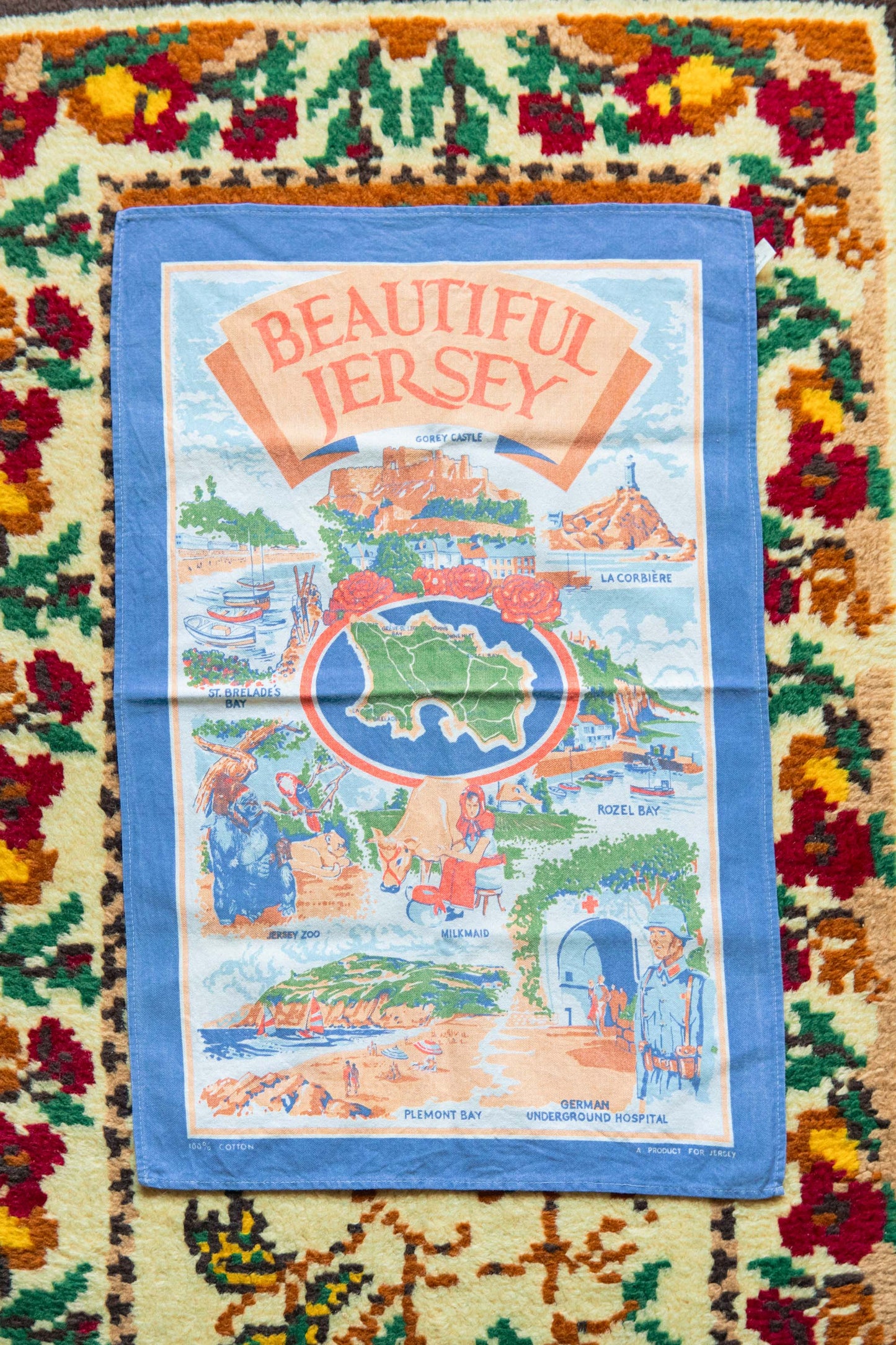 Beautiful Jersey Blue Fabric Tea Towel