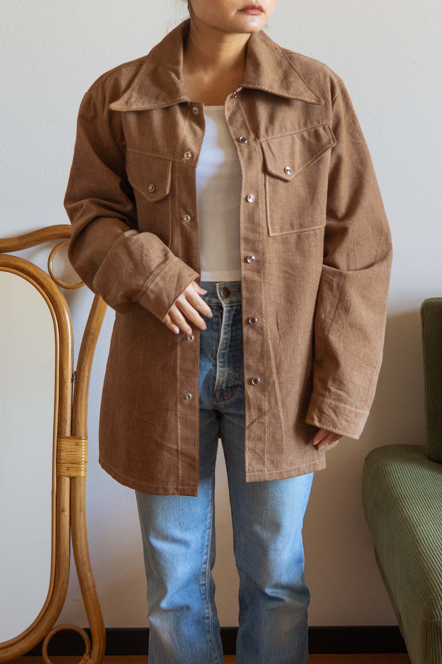 60-70s Brown Long sleeve Shirts