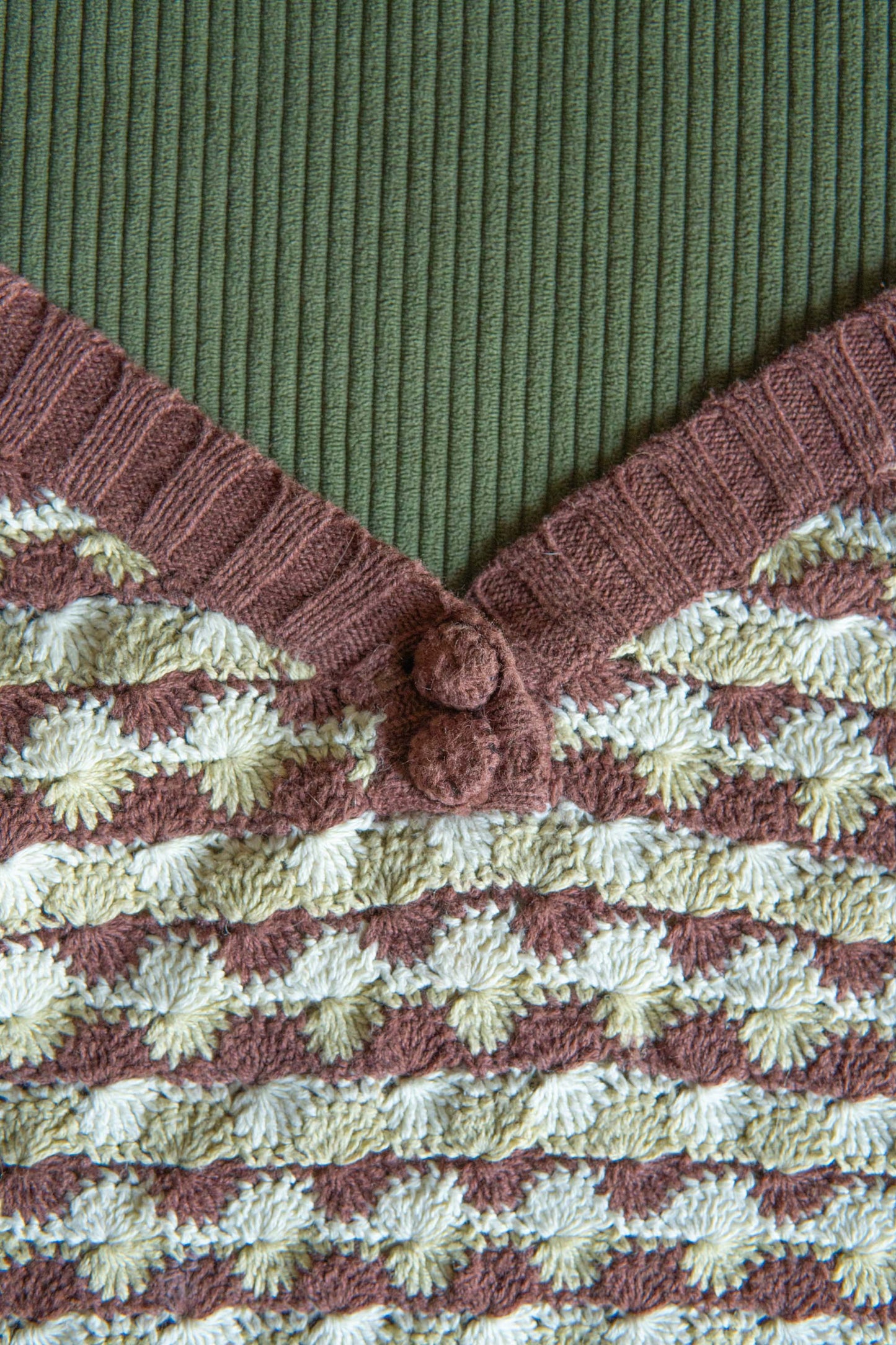 Brown Crochet Knit Sleeveless tops