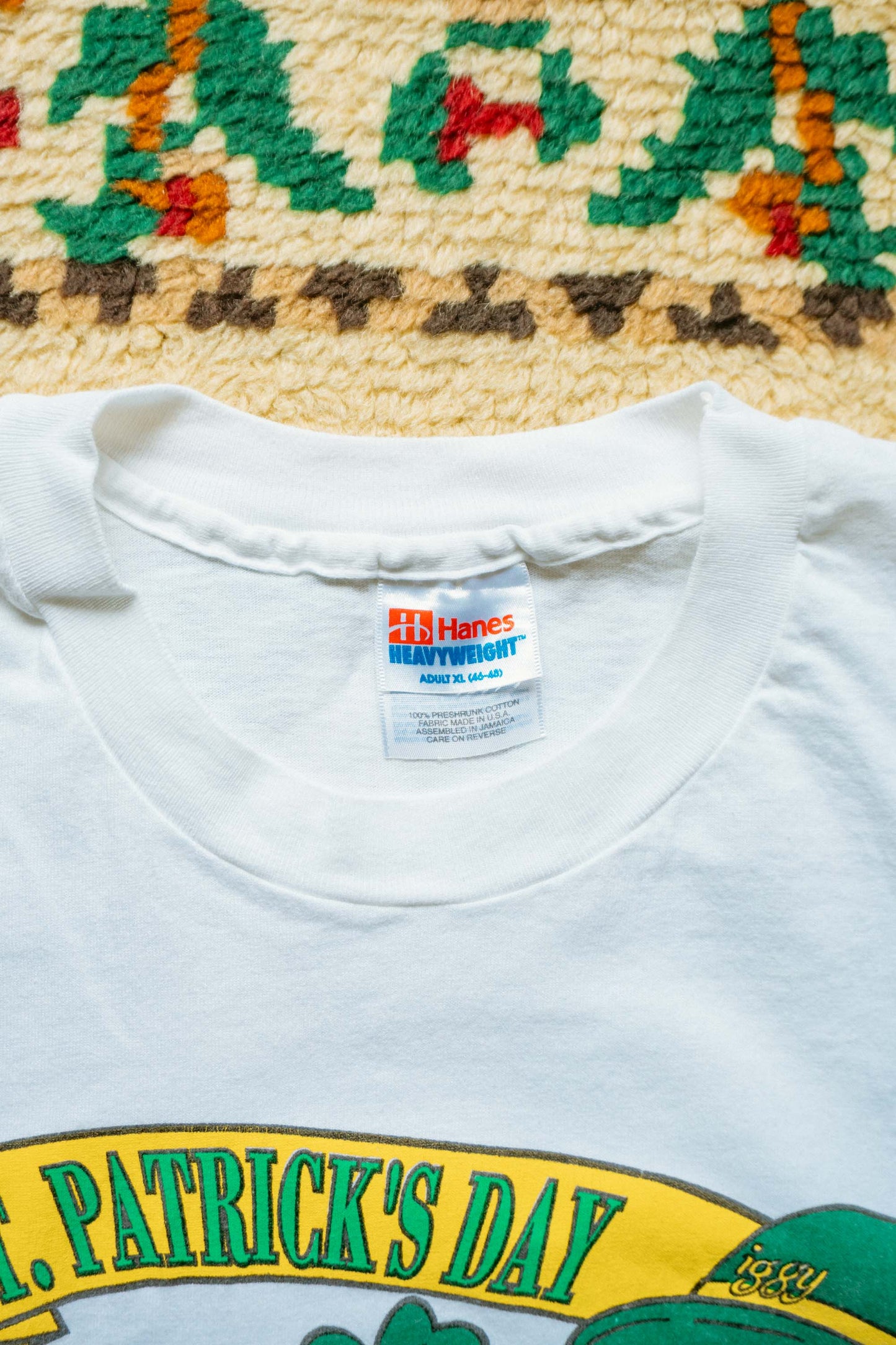 90s- ST.PATRICK'S DAY Hanes White T-shirts