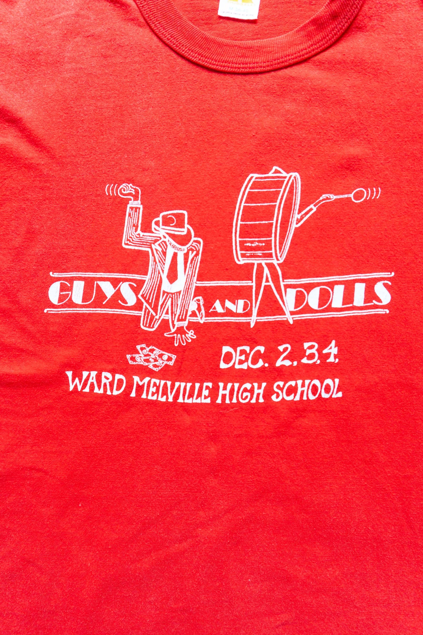 70-80s Red "GUYS AND DOLLS" High School Drama T-Shirts