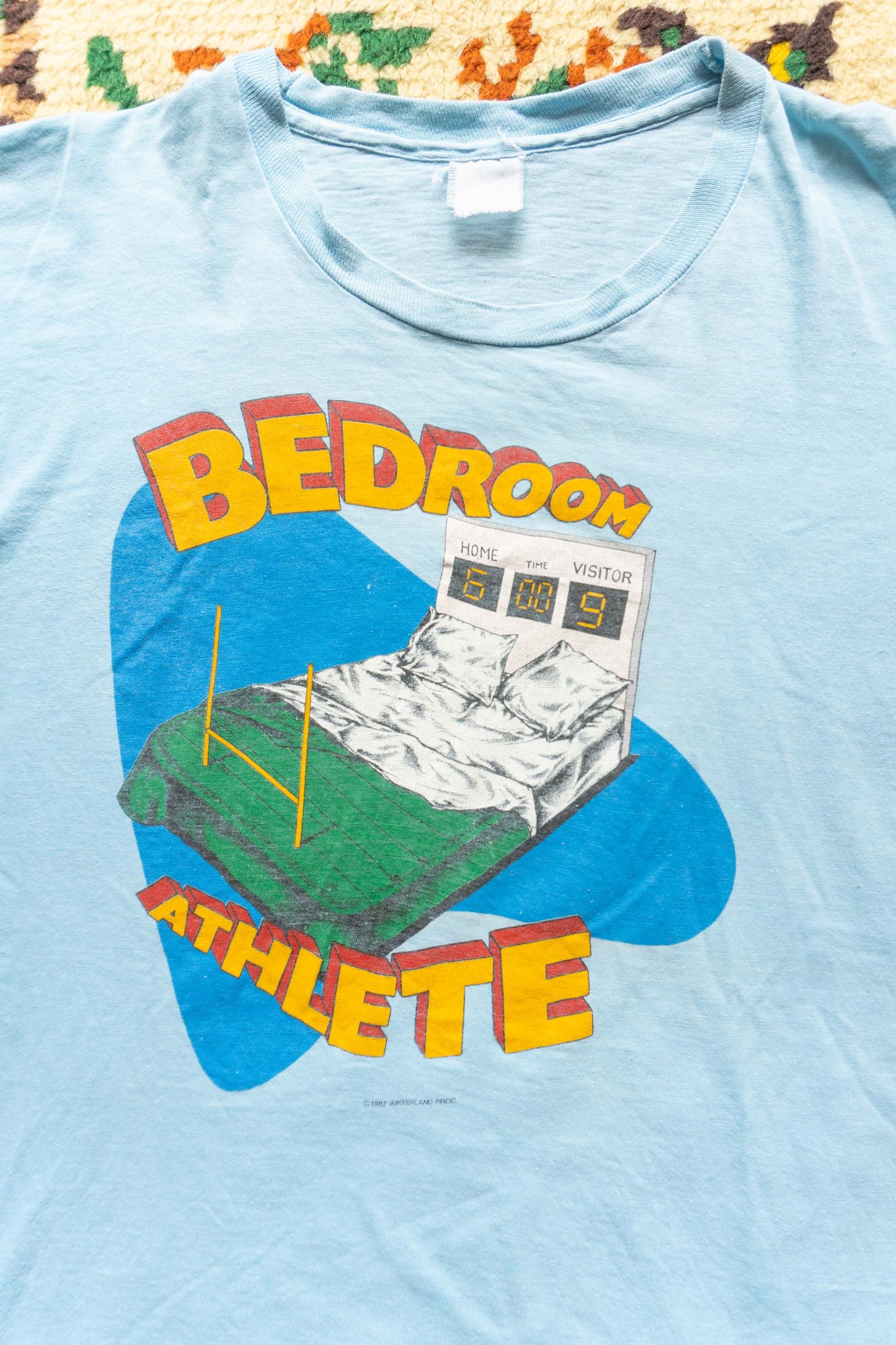 80s Light Blue "BEDROOM ATHLETE" T-Shirts