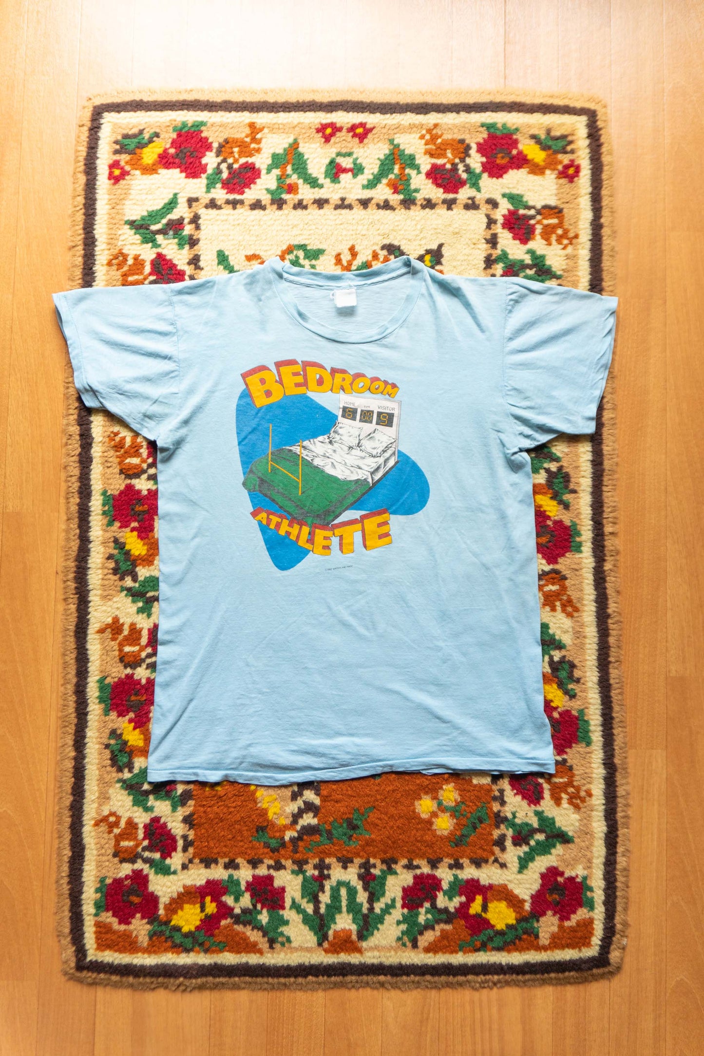80s Light Blue "BEDROOM ATHLETE" T-Shirts