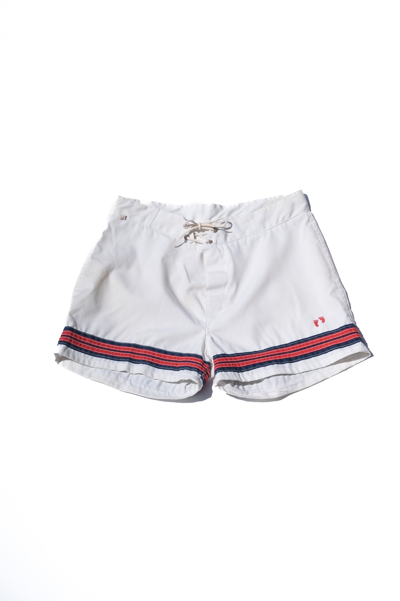 "HANG TEN" 70s White Board Shorts