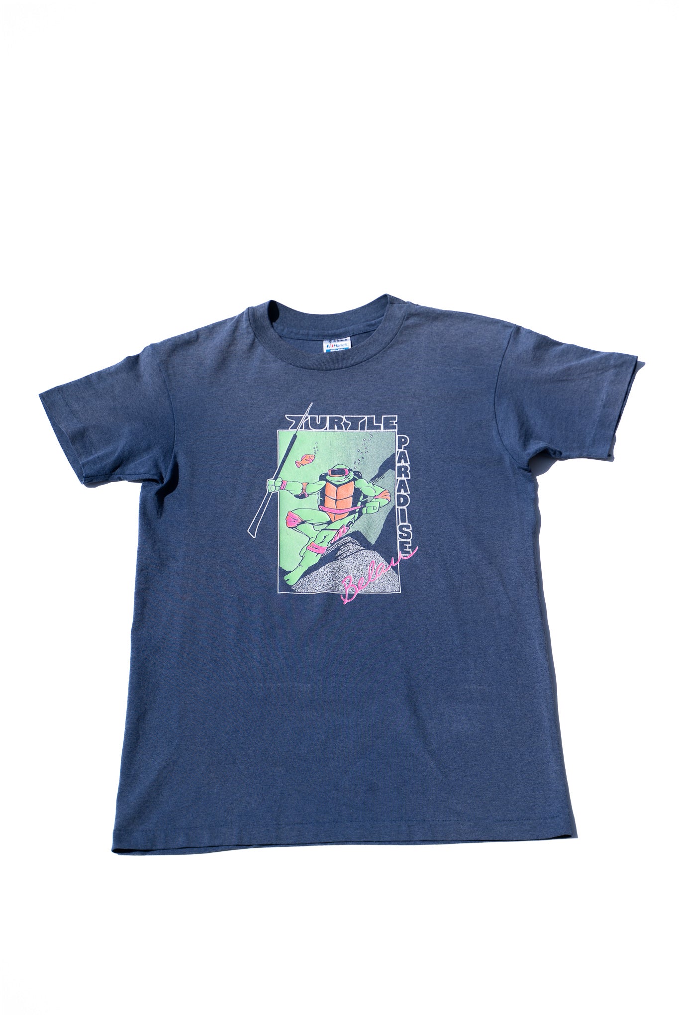 "TURTLES" 80s Navy Kids Logo T-shirt