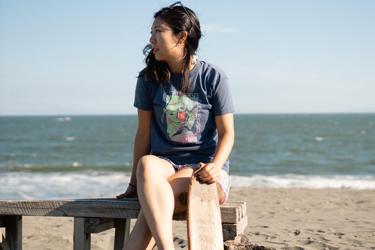 "TURTLES" 80s Navy Kids Logo T-shirt