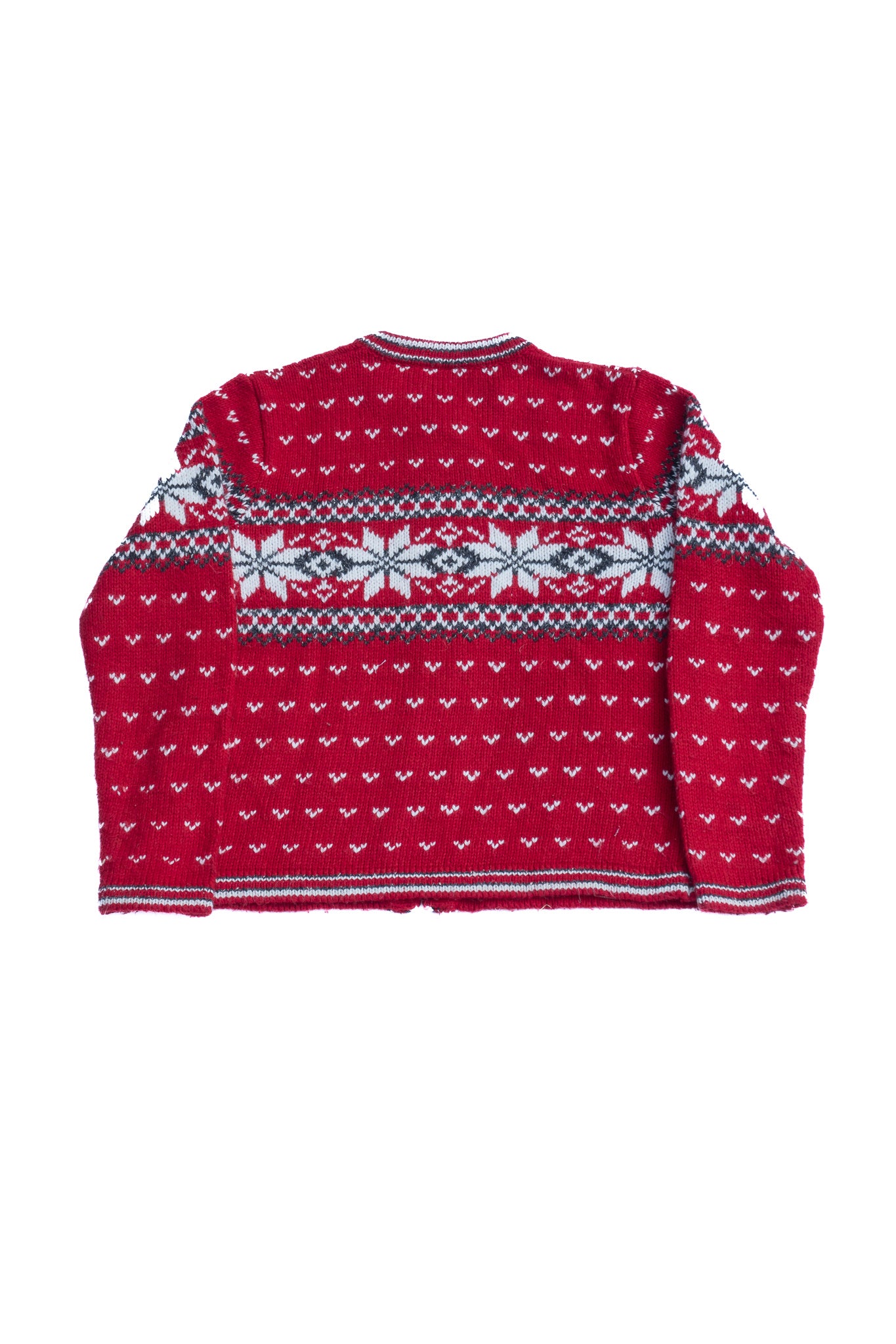 Nordic Patterned Red Cardigan