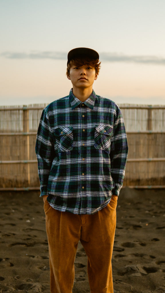 FIVE STAR Deep Green × Blue Plaid Shirts
