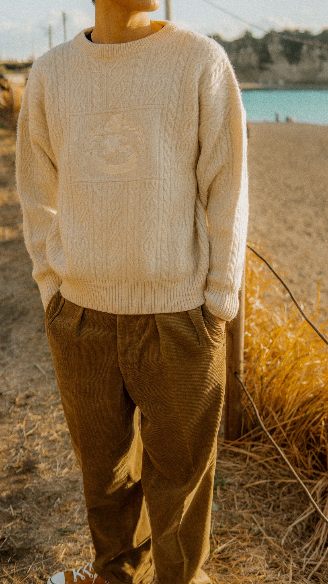 Heavy Weight White Wool Sweater