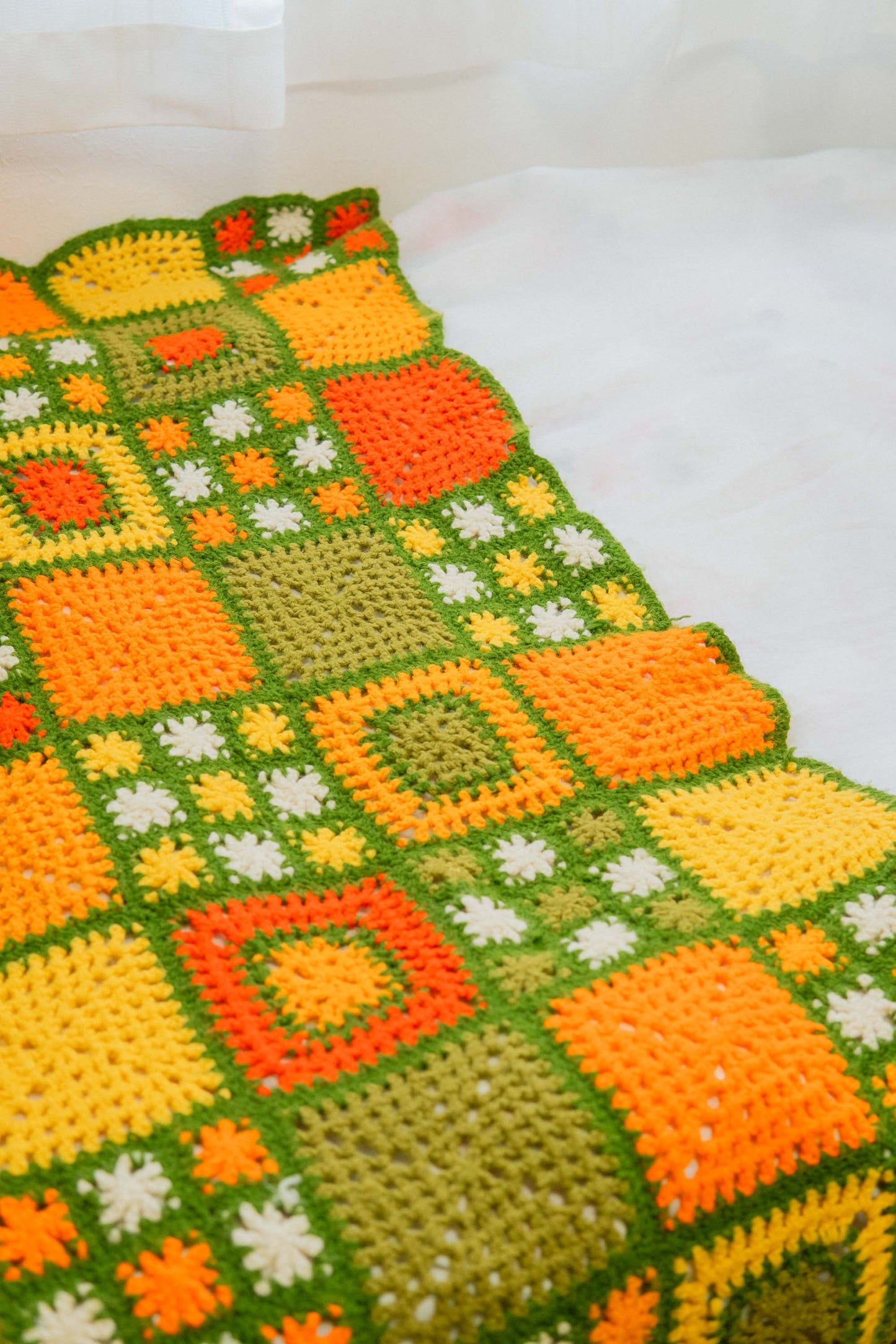 Green × Orange Granny Blanket