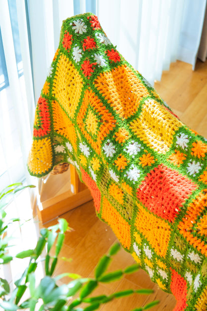 Green × Orange Granny Blanket