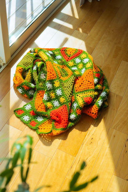 Green × Orange Granny Blanket