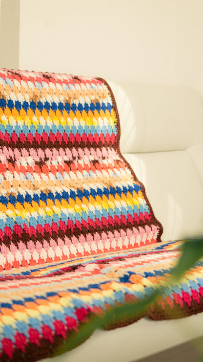 Big Size Colorful Knit Granny Square Blanket