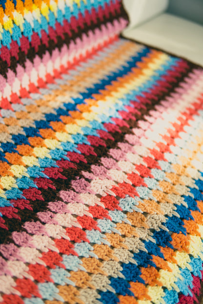 Big Size Colorful Knit Granny Square Blanket