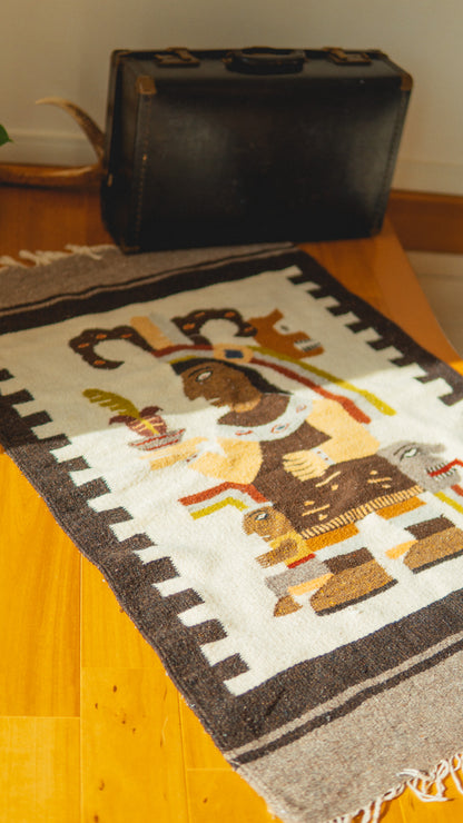 Brown Symbolic Mexican Rug