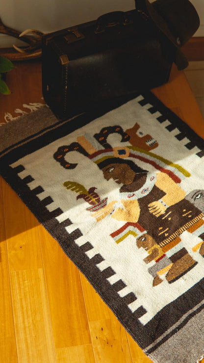 Brown Symbolic Mexican Rug