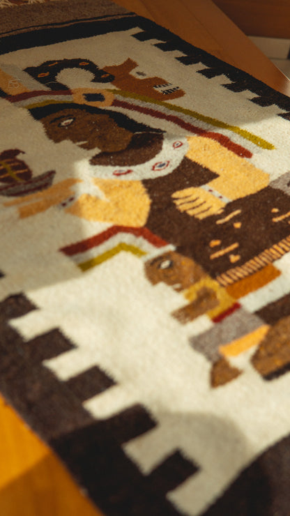 Brown Symbolic Mexican Rug