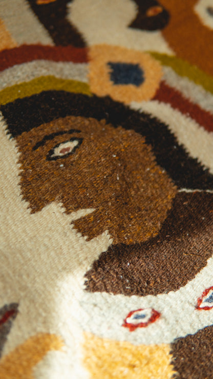 Brown Symbolic Mexican Rug