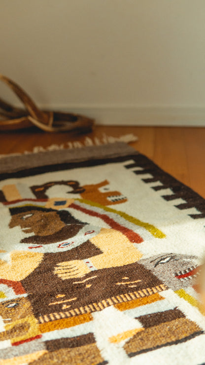 Brown Symbolic Mexican Rug