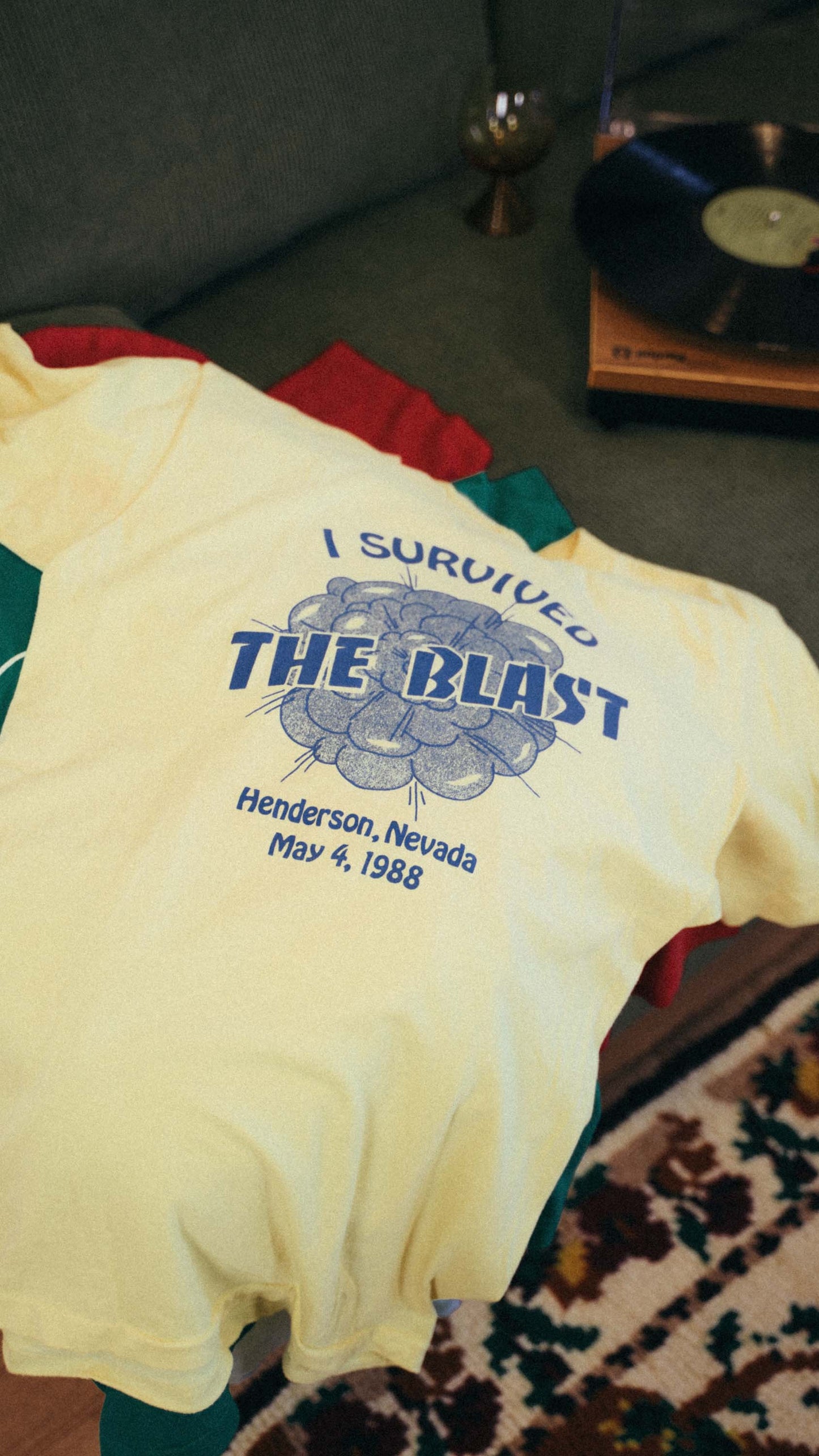 80s Survived THE BLAST Yellow T-shirts