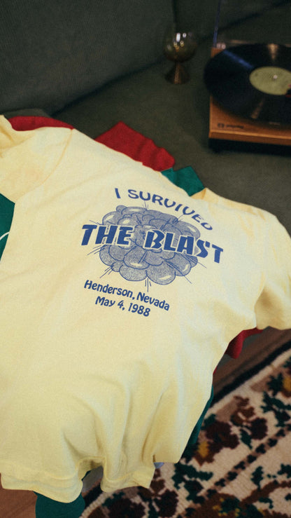 80s Survived THE BLAST Yellow T-shirts