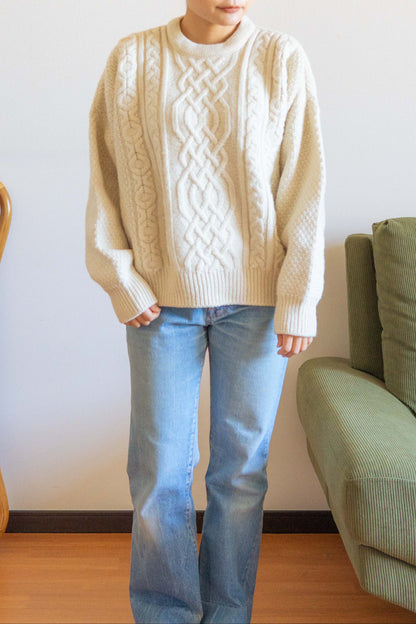 country collection White Wool Irish Sweater