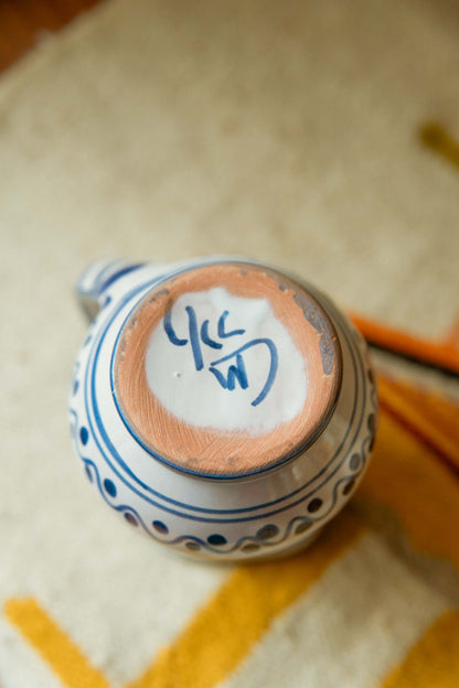 White Blue Ceramic Mini Pitcher