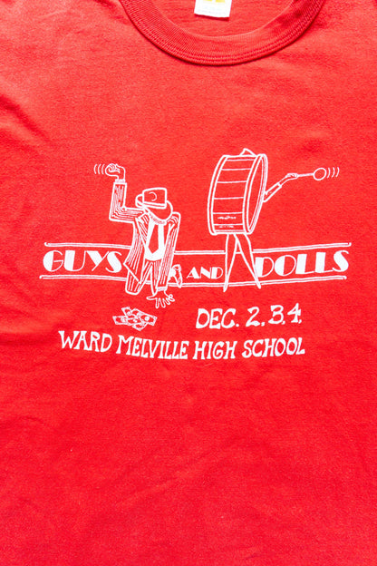 70-80s Red "GUYS AND DOLLS" High School Drama T-Shirts