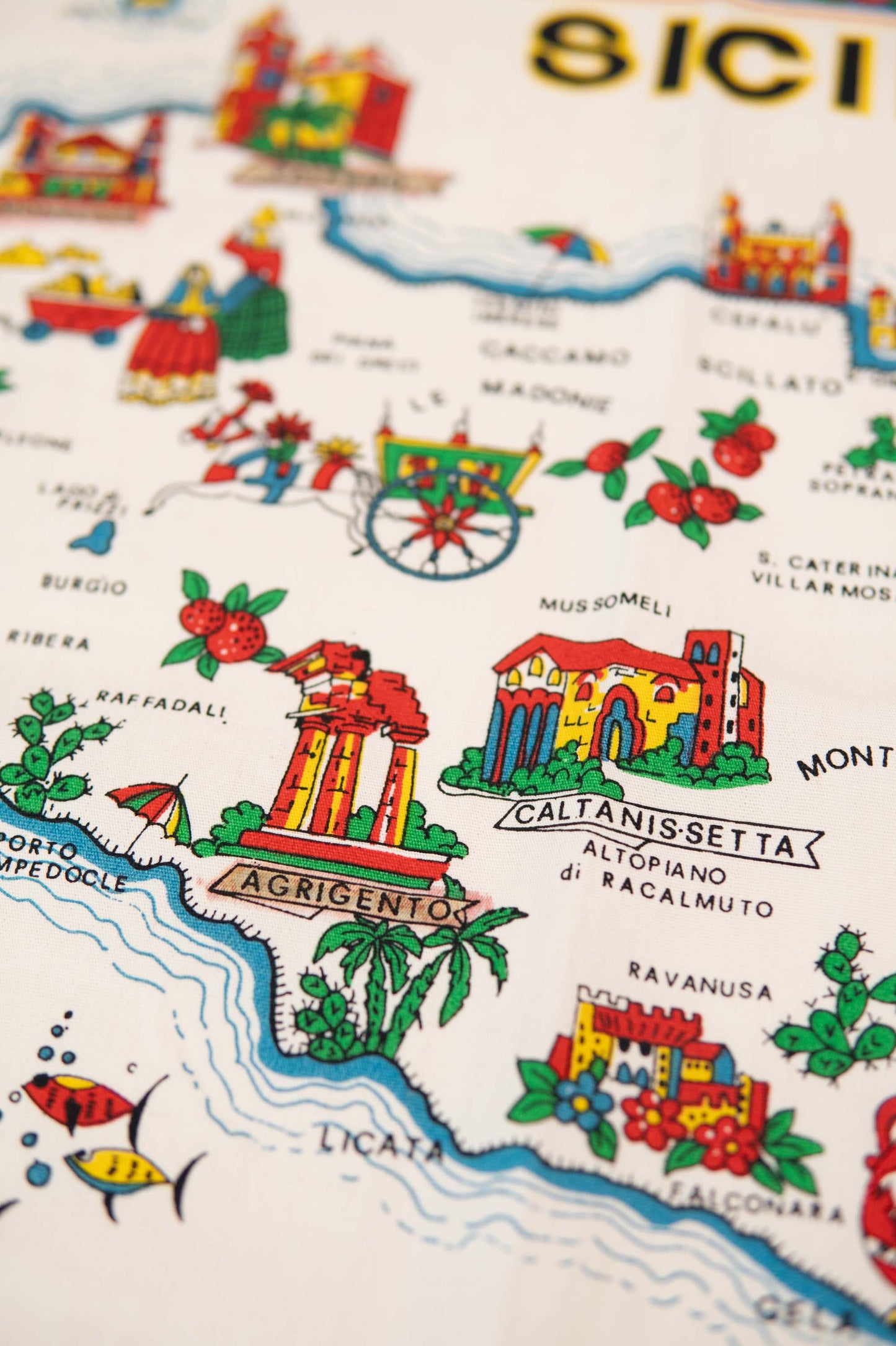 SICILIA Fablic Map Tapestry