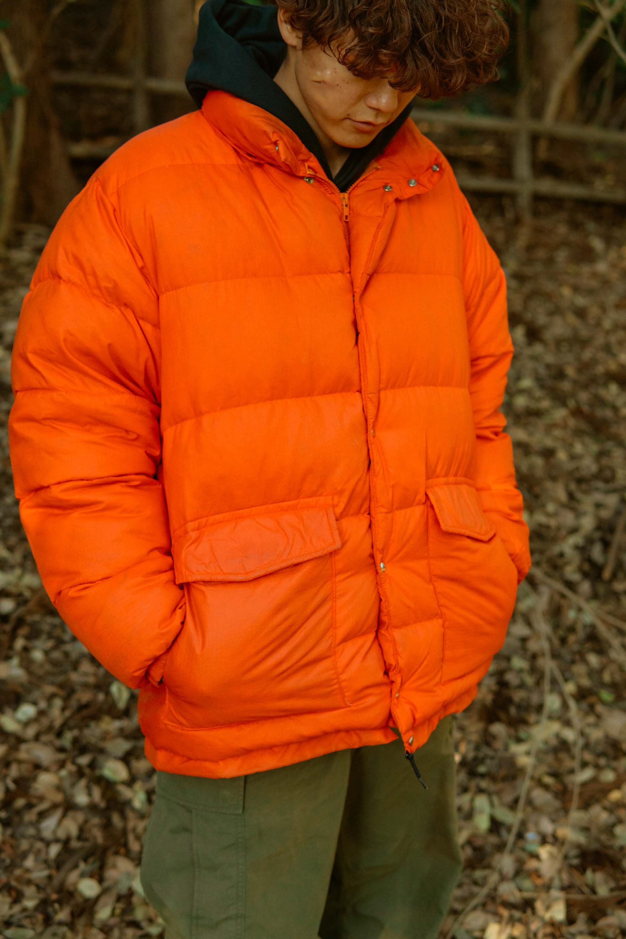 60s PIONEER BRAND Orange Down Jacket