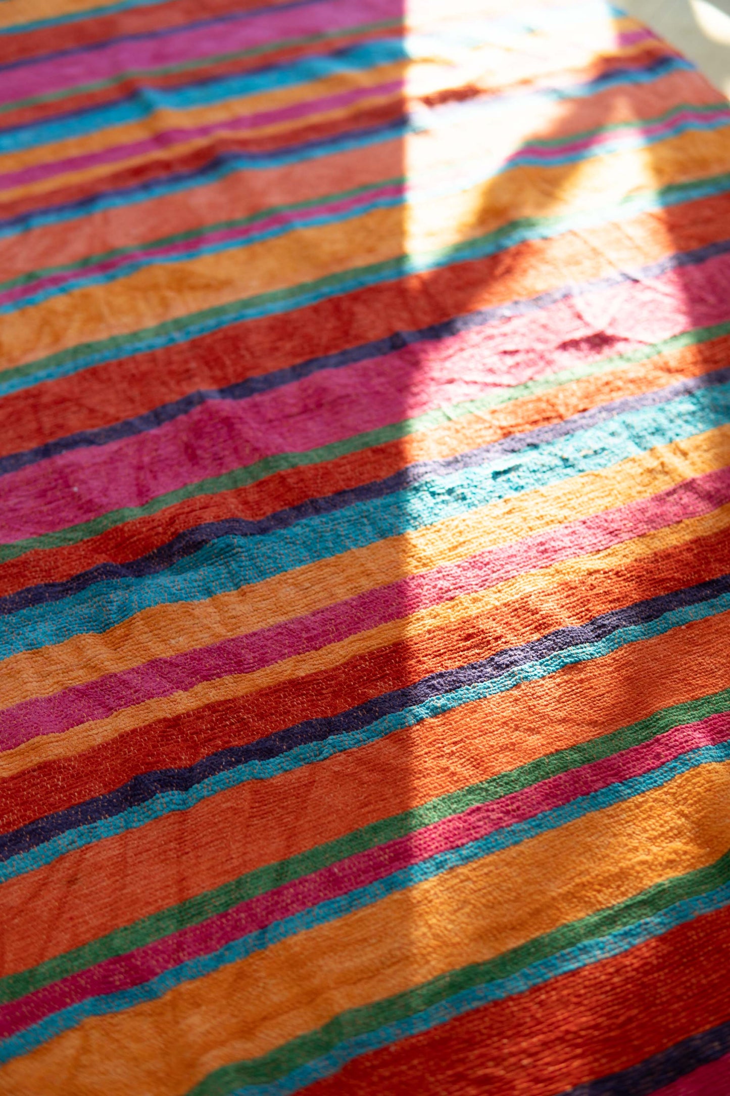 Handmade Indian Colorful Stripe Rug