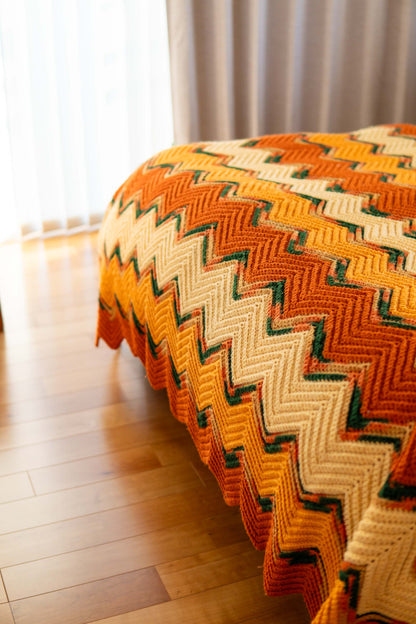 Big size Orange Granny Blanket