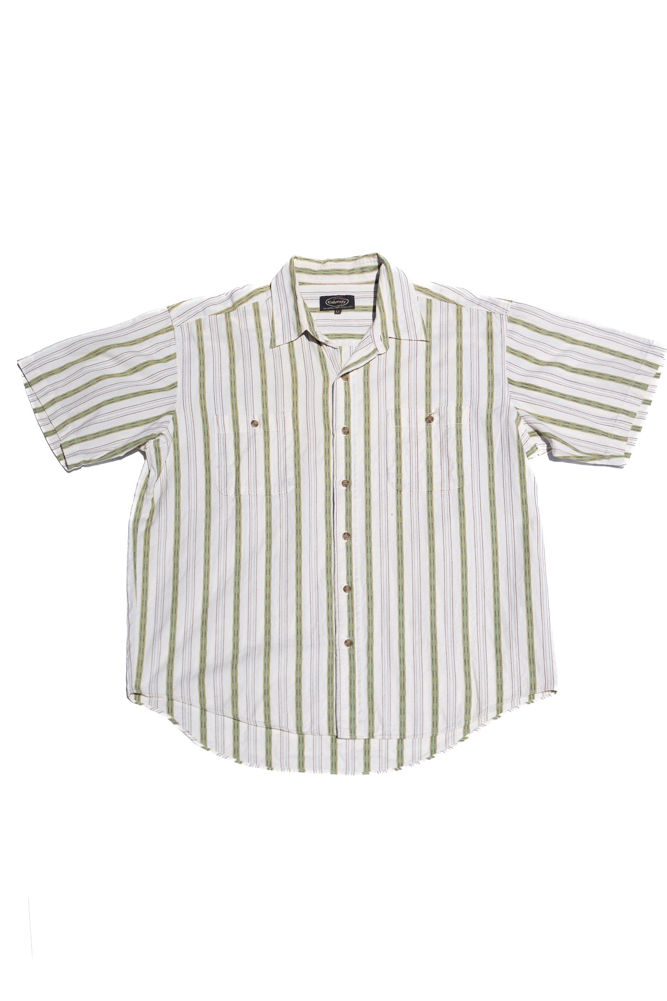 Green Striped Short Sleeve Shirt